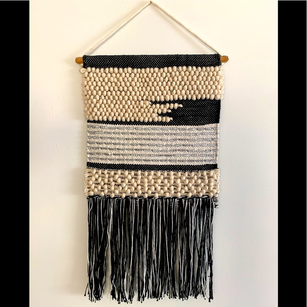 Wool and Cotton Wall Hanging with Rod